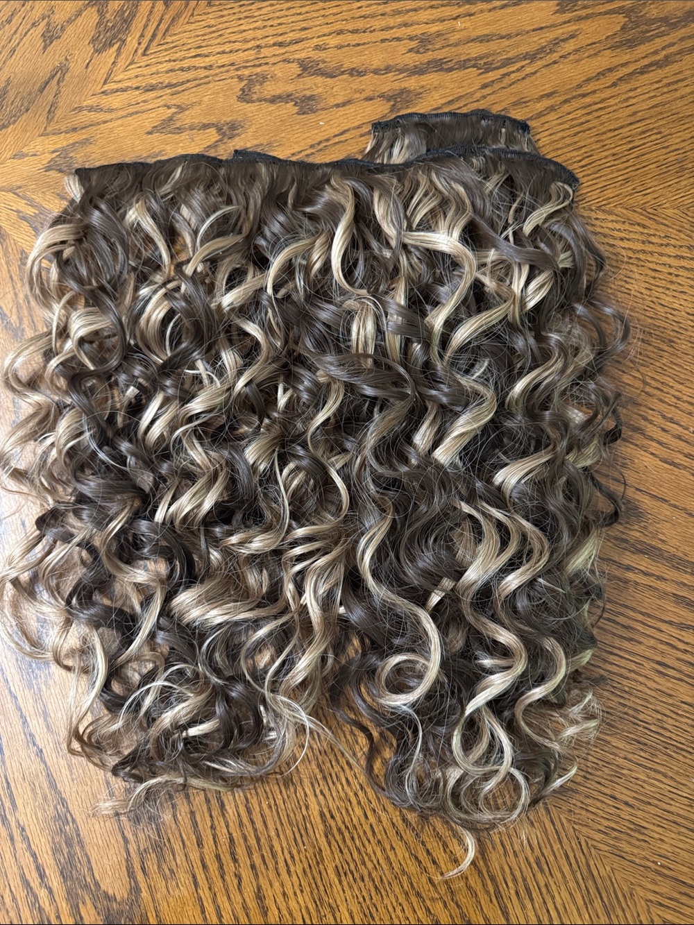 Curly Clip-In Hair Extensions - Brown with Blonde Highlights